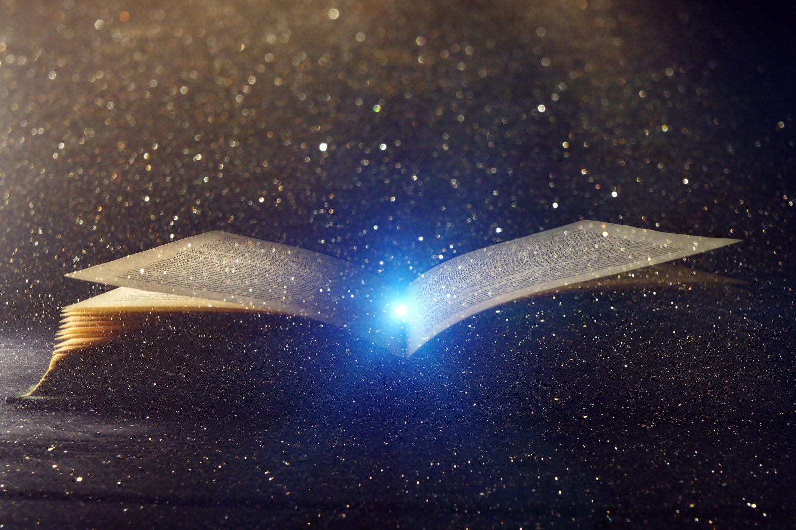 Book. Opened Magic Book with Magic Light. Abstract Magic Book on