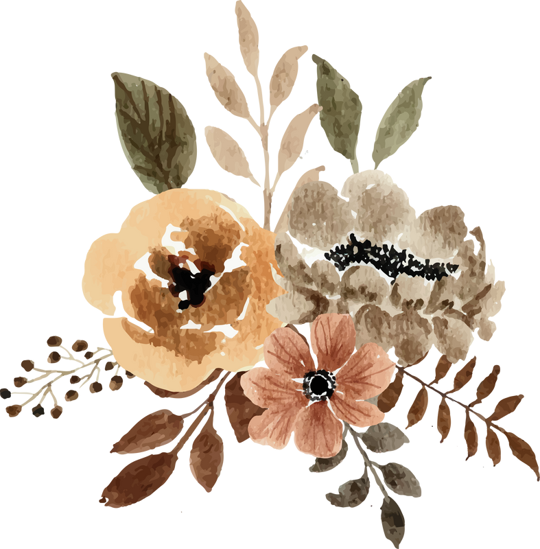 Brown Earthy Watercolor Flower Arrangement Bouquet